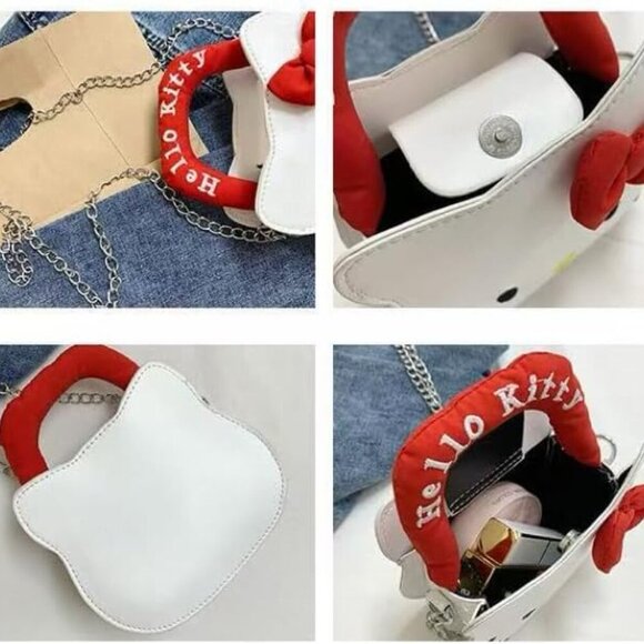 Cute Kitty Crossbody Bag Leather Small Purse Zipper Gifts for Her - Picture 4 of 4